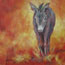 schilderij ezel, ingelijst schilderij met ezeltje op rood gele achtergrond Atelier for Hope Dieren schilderijen