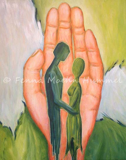 Schilderij Onder Gods zegenende hand | Atelier for Hope christelijke schilderijen 