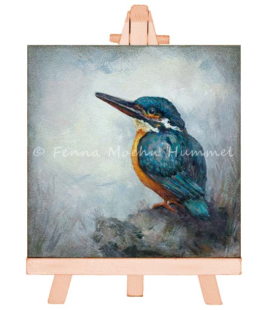 Miniatuur Schilderij IJsvogeltje, huwelijksgeschenken en kunstkado artikelen. Christelijke kunst kado