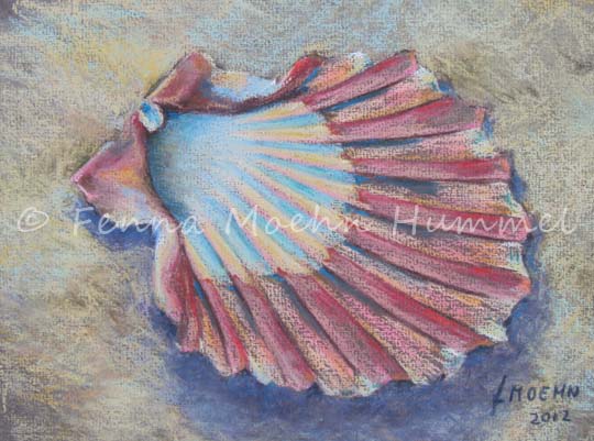 Realistische Schilderijen en Pastels Schelpen aan het strand