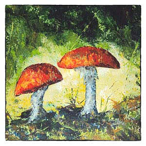 Kunst Kaarten, kerstkaarten,  Rode paddestoelen,  kaart van schilderij