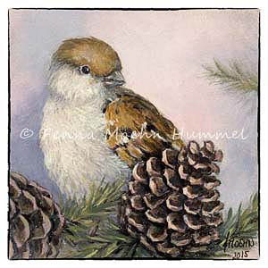 Schilderijen op  Kaarten , mus en dennenappels, kaart kerst, Atelier for Hope Doetinchem Kerstkaarten